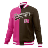 Custom Brown & Pink Split Varsity Jacket JA01240607YX079