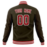 Custom Brown & Red Solid Color Varsity Jacket JA01240607YX081