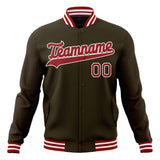 Custom Brown & Red Solid Color Varsity Jacket JA01240607YX081