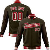 Custom Brown & Red Solid Color Varsity Jacket JA01240607YX081