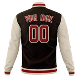 Custom Brown & Cream Solid Color Varsity Jacket JA01240607YX082