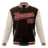 Custom Brown & Cream Solid Color Varsity Jacket JA01240607YX082