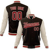 Custom Brown & Cream Solid Color Varsity Jacket