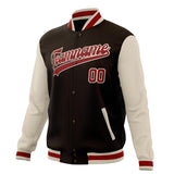 Custom Brown & Cream Solid Color Varsity Jacket JA01240607YX082