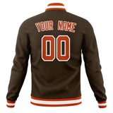 Custom Brown & Orange Solid Color Varsity Jacket JA01240607YX084