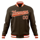 Custom Brown & Orange Solid Color Varsity Jacket JA01240607YX084