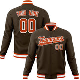 Custom Brown & Orange Solid Color Varsity Jacket