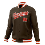 Custom Brown & Orange Solid Color Varsity Jacket JA01240607YX084