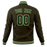 Custom Brown & Kelly-Green Solid Color Varsity Jacket JA01240607YX085