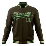 Custom Brown & Kelly-Green Solid Color Varsity Jacket JA01240607YX085