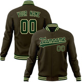 Custom Brown & Kelly-Green Solid Color Varsity Jacket