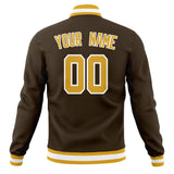 Custom Brown & Gold Solid Color Varsity Jacket JA01240607YX086