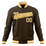 Custom Brown & Gold Solid Color Varsity Jacket JA01240607YX086