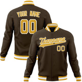 Custom Brown & Gold Solid Color Varsity Jacket