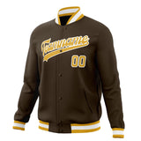 Custom Brown & Gold Solid Color Varsity Jacket JA01240607YX086