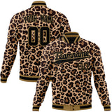 Custom Brown & Black Leopard 3D Varsity Jacket JA01240607YX087