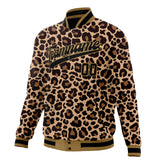 Custom Brown & Black Leopard 3D Varsity Jacket JA01240607YX087