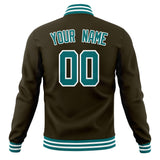 Custom Brown & Teal Solid Color Varsity Jacket JA01240607YX088