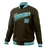 Custom Brown & Teal Solid Color Varsity Jacket JA01240607YX088