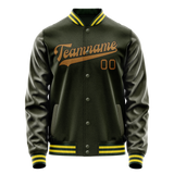 Custom Olive Brown Solid Color Varsity Letterman Jacket JA02240617LH298