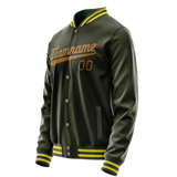 Custom Olive Brown Solid Color Varsity Letterman Jacket JA02240617LH298