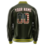 Custom Olive Cream Vintage Usa Flag Varsity Letterman Jacket JA02240617LH323