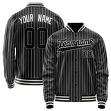 Custom Black White White Pinstripe Varsity Letterman Jacket JA02240617HF031