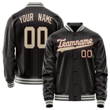 Custom Black Cream Solid Color Varsity Letterman Jacket