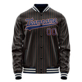 Custom Black Royal Orange Pinstripe Varsity Letterman Jacket JA02240617HF035