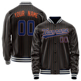 Custom Black Royal Orange Pinstripe Varsity Letterman Jacket