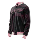 Custom Black Pink Pink Pinstripe Varsity Letterman Jacket JA02240617HF036