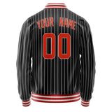 Custom Black Orange White Pinstripe Varsity Letterman Jacket JA02240617HF038