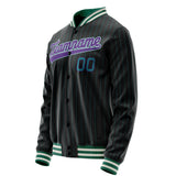 Custom Black Purple Teal Pinstripe Varsity Letterman Jacket JA02240617HF042