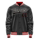 Custom Black White White Pinstripe Varsity Letterman Jacket JA02240617HF043