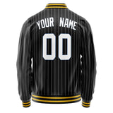 Custom Black White Gray Pinstripe Varsity Letterman Jacket JA02240617HF045