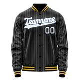 Custom Black White Gray Pinstripe Varsity Letterman Jacket JA02240617HF045