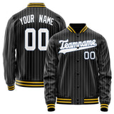 Custom Black White Gray Pinstripe Varsity Letterman Jacket JA02240617HF045