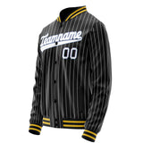 Custom Black White Gray Pinstripe Varsity Letterman Jacket JA02240617HF045