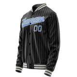 Custom Black Light-Blue Gray Pinstripe Varsity Letterman Jacket JA02240617HF046