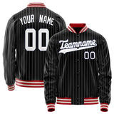 Custom Black White Gray Pinstripe Varsity Letterman Jacket JA02240617HF047