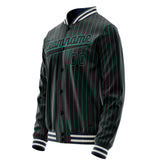 Custom Black Teal Teal Pinstripe Varsity Letterman Jacket JA02240617HF051