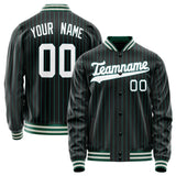 Custom Black White Teal Pinstripe Varsity Letterman Jacket JA02240617HF052