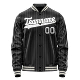 Custom Black White Gray Pinstripe Varsity Letterman Jacket JA02240617HF053