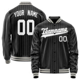 Custom Black White Gray Pinstripe Varsity Letterman Jacket JA02240617HF053