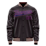 Custom Black Purple Pink Pinstripe Varsity Letterman Jacket JA02240617HF055