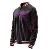 Custom Black Purple Pink Pinstripe Varsity Letterman Jacket JA02240617HF055