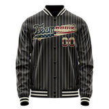 Custom Black Vintage-Usa-Flag Cream Pinstripe Varsity Letterman Jacket JA02240617HF058