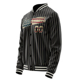 Custom Black Vintage-Usa-Flag Cream Pinstripe Varsity Letterman Jacket JA02240617HF058