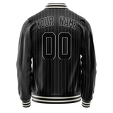 Custom Black White Gray Pinstripe Varsity Letterman Jacket JA02240617HF059