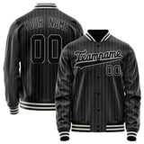 Custom Black White Gray Pinstripe Varsity Letterman Jacket JA02240617HF059